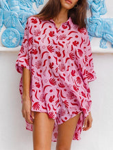 Shorts casuales con bolsillos y estampado de plantas fluidos